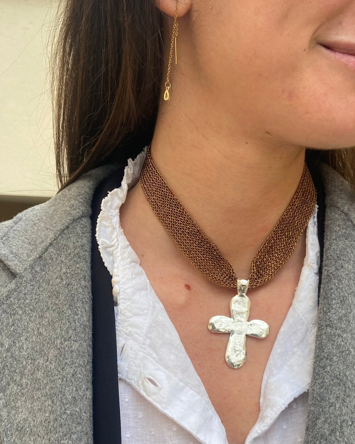 Brown Cross Necklace