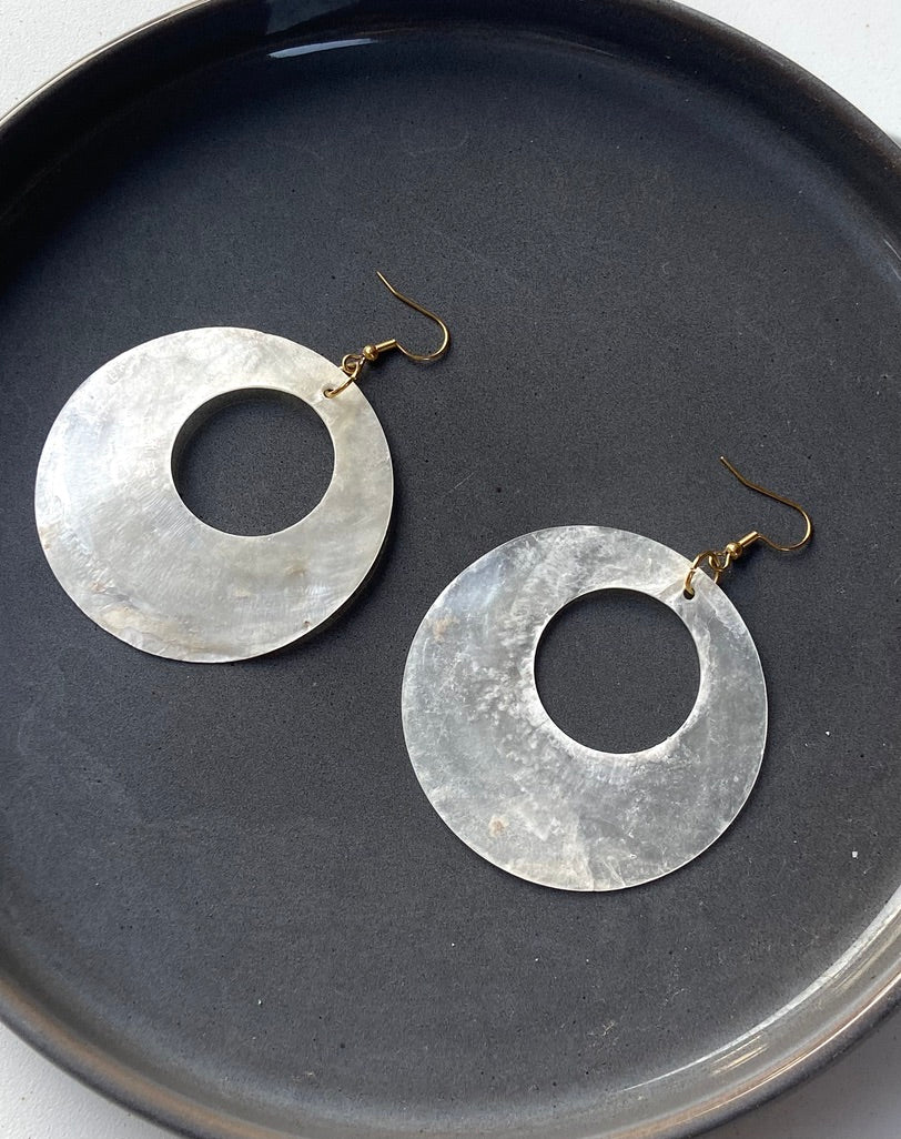 Pearlescent moon earrings