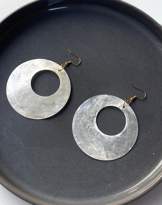 Pearlescent moon earrings